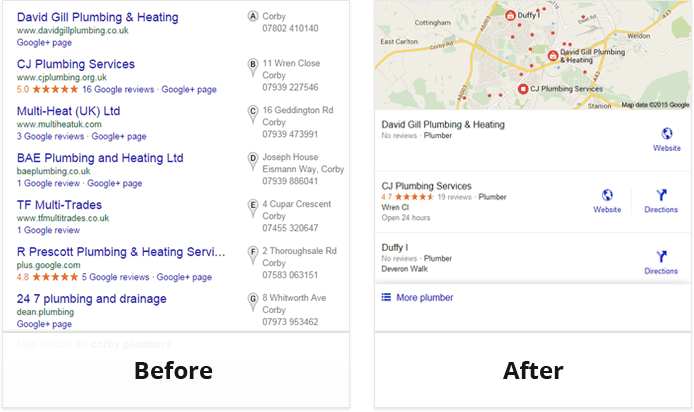 Google local pack old and new