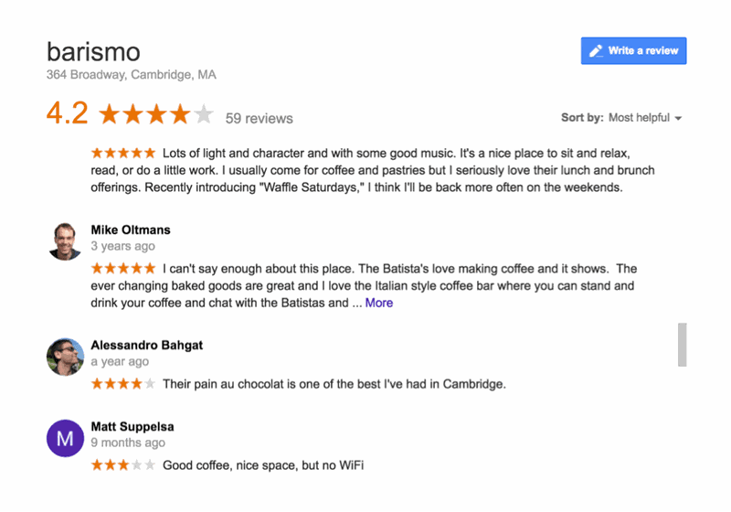 Google local pack reviews